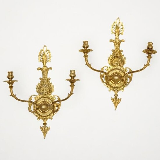 Pair George III style gilt bronze wall sconces