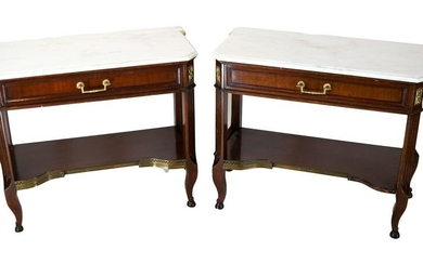 Pair Marble Top Night Stands