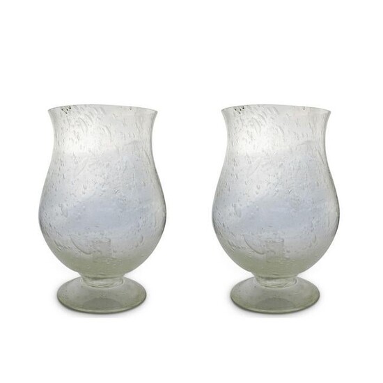 Pair Of Hurricane Glass Candle Holders