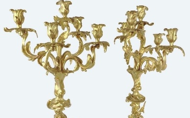 Pair Of Louis XV-Style Gilt Bronze Candelabra