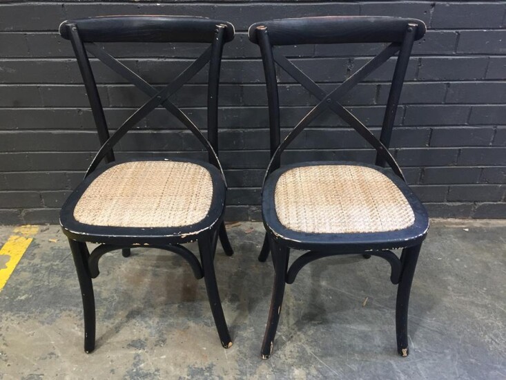 Pair Of Timber Crossback Dining Chairs (H87 x 57 x 52cm)