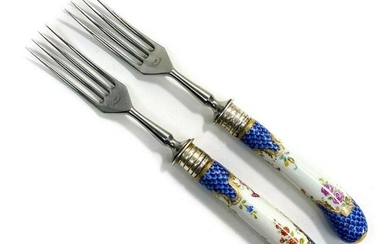 Pair Rostfrei 800 Silver Porcelain Forks