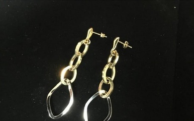 Pair of 14K Gold Vintage Oval Link Earrings