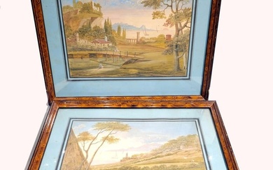 Pair of Antique Italian Watercolor& Guache Paintings