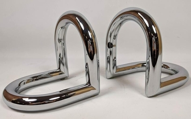 Pair of Post Modern Chrome Bookends.