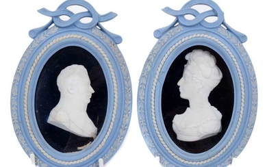 Pair of Sèvres biscuit portrait plaques of the Duke and Duchesse du Berry