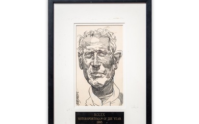 Paul Newman Rolex Sportsman of the Year Award Framed Sketch