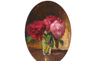 Peintre inconnu Nature morte aux fleurs Huile sur toile sur carton 40 x 30 cm,...