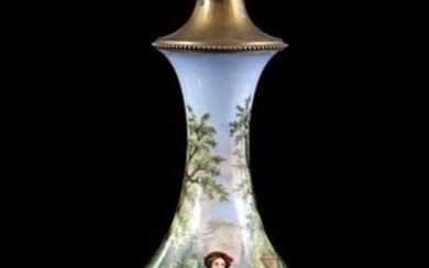Porcelain table lamp base with fine painting