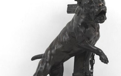Prosper LECOURTIER (1851-1924): Beware of the dog. Bronze...