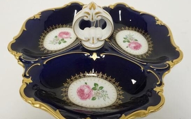 REICHENBACH, GERMANY 3 SECTION DECORATED PORCELAIN DISH