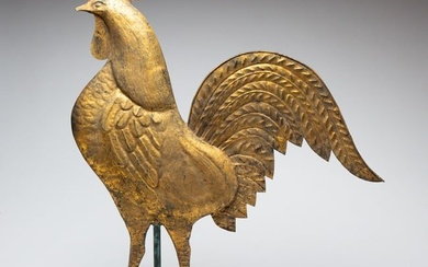 ROOSTER MOLDED COPPER WEATHERVANE ATTRIBUTED TO FISKE.