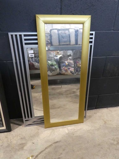 Rectangular gilt framed wall mirror with square wall mirror in...
