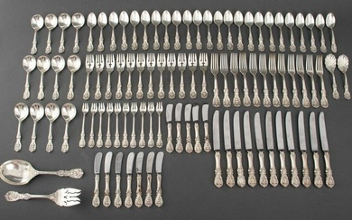 Reed & Barton sterling silver part table service for 12 in the "Francis I" pattern (introduced 1907)