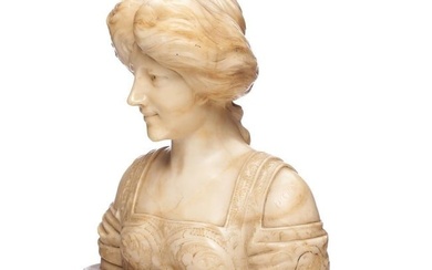 Renaissance Revival Art Nouveau Marble Sculpture of a young woman, circa 1900