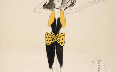 René Gruau (1909-2004) Maquette de costume pour ''Ciné Bijou - Broadway Girl'' (1953)