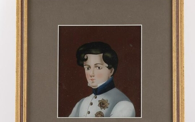 Reverse Painting on Glass Napoleon Portrait
