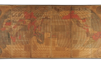 Ricci world map on a Japanese screen