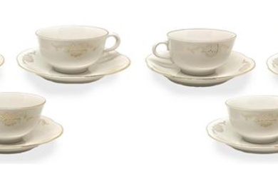 Richard Ginori, Tea set for 6 consisting of six cups with saucers, 1950s
