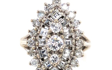 Round and Radiant-Cut Diamond Ring