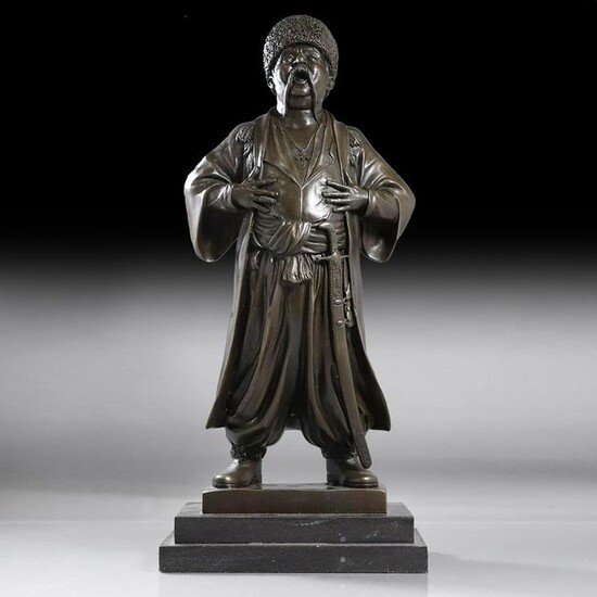 Russian Bronze of Standing Cossack Man Statue