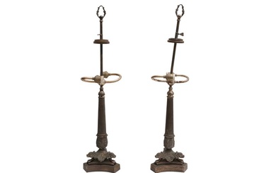 SIMON LOSCERTALES BONA, SPAIN; A PAIR OF LOUIS PHILIPPE STYLE SILVER PLATED TABLE LAMPS