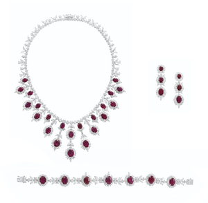 SUITE OF RUBY AND DIAMOND JEWELRY