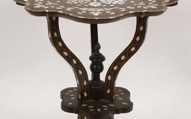 SYRIAN DAMASCUS BONE & MOTHER OF PEARL INLAID TABLE, C.