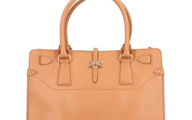 Salvatore Ferragamo Gancini Handbag Leather Brown Ladies