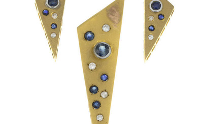 Sapphire & diamond earrings & pendant set