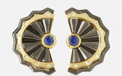 Sapphire and diamond fan earrings