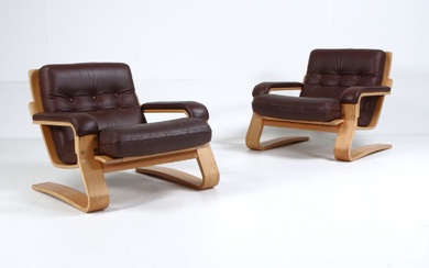 Scandinavian furniture design. A pair of Oregon pine armchairs, 1970s (2)