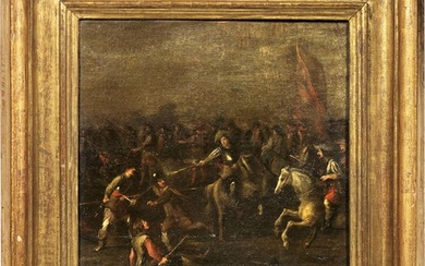 Scuola fiamminga fine XVII secolo, Scena di battaglia