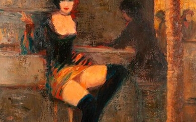 School XX "Woman at the bar" has a Y Schneider signature at the bottom left.