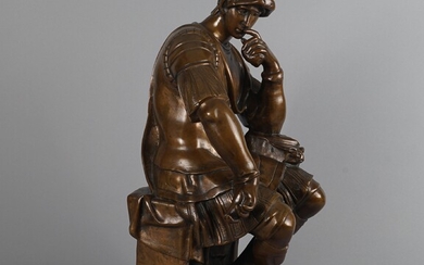 Sculpture en bronze d'après le monument funéraire de Michel-Ange pour Laurent de Médicis, "Vita Passiva",...