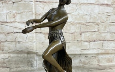 Semi Nude Female Hawaiian Dancer In Hula Skirt Bronze Sculpture - 4lbs