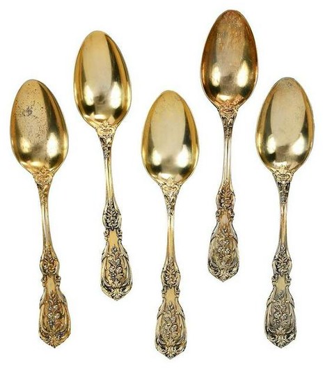 Set of 12 Francis I Gilt Sterling Soup Spoons