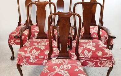 Set of 6 Kindel mahogany Queen Ann dining chairs