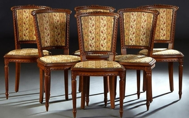 Set of Six French Carved Oak Louis XVI Style Dining