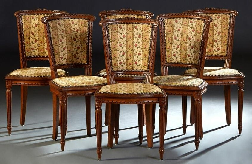 Set of Six French Carved Oak Louis XVI Style Dining