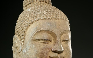 Southeast Asian carved stone Buddha head
