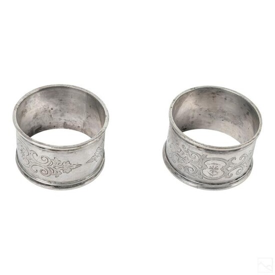 Sterling Silver Engraved Antique Napkin Rings 82g.