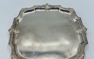 Sterling silver footed card tray Mappin and Webb London...