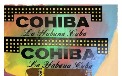 Steve Kaufman (1960-2010) "Cohiba" Original Mixed Media on Canvas