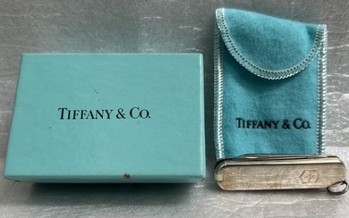 TIFFANY & CO STERLING SILVER POCKET SURVIVAL KNIFE IN ORIGINAL BOX