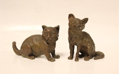 TWO BRONZE CATS