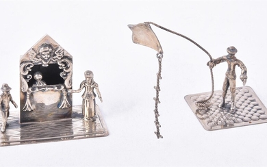 TWO DUTCH SILVER MINIATURES OR TOYS, PSEUDO AMSTERDAM MARKS