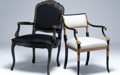 TWO PERIOD STYLE ARMCHAIRS.