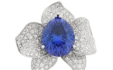 Tanzanite Diamond Flower Ring