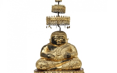 Thailand, a Ratnakosin bronze figure of Sankachai - Mahakatyayana Buddha, 19th century